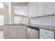 Kitchen featuring granite countertops, white cabinetry, stainless dishwasher and hardwood floors at 1901 Shelburne Cv, Marietta, GA 30068
