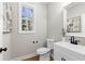 Simple bathroom with a pedestal sink and toilet at 115 Parkside Close, Alpharetta, GA 30022