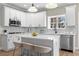 Modern kitchen with white cabinets, quartz countertops, and island seating at 115 Parkside Close, Alpharetta, GA 30022