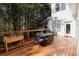 Spacious deck with dining area, offering a peaceful view of the bamboo forest at 9919 Bridgewater Pointe, Villa Rica, GA 30180