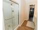 Updated bathroom with a walk-in shower and modern fixtures at 9919 Bridgewater Pointe, Villa Rica, GA 30180