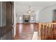 Spacious living room with hardwood floors and stone fireplace at 215 Silver Creek Ln, Stockbridge, GA 30281