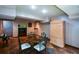 Finished basement with a table and chairs, built-in cabinet, and a fireplace at 4848 Green Forest Nw Ct, Acworth, GA 30102