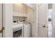 Laundry room equipped with a washer, dryer, and storage cabinets at 2660 Peachtree Nw Rd # 25H, Atlanta, GA 30305