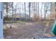 Backyard with wooden fence, patchy grass, and two torches at 3756 Harvest Dr, Atlanta, GA 30034