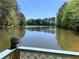 Peaceful lake view from a deck with a white railing at 517 Mary Margaret Walk, Loganville, GA 30052