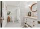 Modern bathroom with hexagon tile, floating vanity, and a toilet at 370 Park Ne Pl, Atlanta, GA 30317