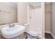 Bathroom with vanity, shower, toilet and tiled floor at 4196 Jami Ln, Snellville, GA 30039