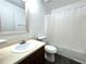 Bathroom with updated vanity and shower at 798 Windchase Ln, Stone Mountain, GA 30083