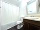 Clean bathroom with tub shower combo at 798 Windchase Ln, Stone Mountain, GA 30083