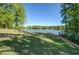 Lush green lawn sloping down to a tranquil lake, offering a peaceful outdoor retreat at 45 Kinloch Ct, Covington, GA 30014