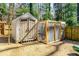 Convenient backyard storage shed alongside a fenced-in enclosure for pets or small animals at 2715 Memorial Se Dr, Atlanta, GA 30317