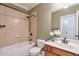 Clean bathroom with tiled shower and modern vanity at 2005 Heathermere Way, Roswell, GA 30075