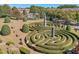 Aerial view of a unique community maze garden at 2005 Heathermere Way, Roswell, GA 30075