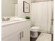 Bathroom with toilet, vanity, and shower/tub combo at 40 Eryn Ter, Covington, GA 30014