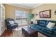 Cozy living room featuring a plush sofa, decorative chair, hardwood floors, and natural light at 1150 Cedar Bluff Sw Trl, Lilburn, GA 30047
