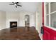 Living room with fireplace, hardwood floors, and high ceilings at 191 Misty Ridge Trl, Stockbridge, GA 30281