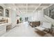 Breakfast area with built-in cabinetry and a cozy fireplace at 70 Finch Forest Trl, Atlanta, GA 30327