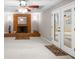 Basement features a brick fireplace, and a glass-paned door to the backyard at 3521 Southern Bay Ct, Snellville, GA 30039