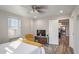 Bright bedroom with a comfy bed and city view at 300 Peachtree Ne St # 3B, Atlanta, GA 30308