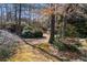 Partially wooded backyard with moss ground covering and sparse fallen leaves at 3377 Fielders Pt, Dacula, GA 30019