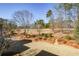 Spacious backyard with mature trees and landscaping, offering privacy and natural beauty at 221 Aster Ct, Canton, GA 30114