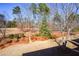 Spacious backyard with mature trees and landscaping, offering privacy and natural beauty at 221 Aster Ct, Canton, GA 30114