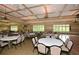 Spacious ballroom with elegant lighting, tables, and chairs, perfect for events and gatherings at 221 Aster Ct, Canton, GA 30114