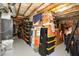 Unfinished basement storage space with exposed ceiling and stacked boxes at 221 Aster Ct, Canton, GA 30114