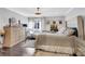 Relaxing main bedroom featuring hardwood floors, soft lighting, and plush bedding at 54 Basswood Cir, Atlanta, GA 30328