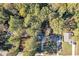 An aerial view of houses nestled among beautiful lush, mature trees with long driveways and landscaped yards at 2358 Tilson Rd, Decatur, GA 30032