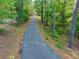 Secluded driveway winding through a forest of lush trees and vegetation at 2731 Tribble Mill Rd, Lawrenceville, GA 30045