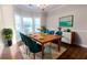 Bright dining room featuring a wood table, teal chairs, and a large window at 335 Wilma Sw Ct, Atlanta, GA 30331