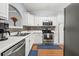 Well-maintained kitchen featuring stainless steel appliances, white cabinets, and a mosaic tile backsplash at 4405 Maple Valley Dr, Cumming, GA 30040