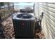Exterior of home featuring two air conditioning units and leaf-covered ground at 2697 Bethel Ne Rd, Conyers, GA 30012