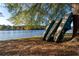 A lakeside view featuring boats propped against a tree on a sunny day at 2697 Bethel Ne Rd, Conyers, GA 30012
