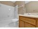 Clean bathroom with shower/tub combo and wood vanity at 2105 Country Park Dr, Smyrna, GA 30080