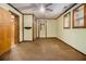 Spacious bedroom with ceiling fan and wood accents at 170 Pebble Path, Douglasville, GA 30134