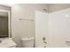 Updated bathroom with white tile shower and vanity at 5377 Martins Crossing Rd, Stone Mountain, GA 30088