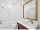 Clean bathroom featuring a subway tiled shower/tub and a vanity with marble countertop at 1031 Eulalia Ne Rd, Atlanta, GA 30319