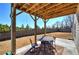 Covered patio with table and chairs, overlooking fenced yard at 201 Augusta Walk, Canton, GA 30114