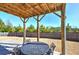 Covered patio with table and chairs, overlooking fenced yard at 201 Augusta Walk, Canton, GA 30114