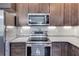 Stainless steel appliances and granite countertops in this kitchen at 701 Jones Mill Rd, Whitesburg, GA 30185