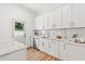 White kitchen with stainless steel appliances and access to backyard at 1010 Edgewater Dr, Atlanta, GA 30328