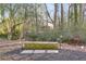 Serene backyard with a log bench and lush trees at 1974 Ellwyn Dr, Brookhaven, GA 30341