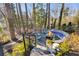 Landscaped backyard with fire pit and seating at 1974 Ellwyn Dr, Brookhaven, GA 30341