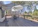 Deck with umbrella, table and chairs, overlooking wooded backyard at 409 E Point Dr, Canton, GA 30115