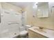 Clean bathroom with shower/tub combo and vanity at 64 Valley Hill Sw Rd, Riverdale, GA 30274