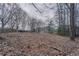 Large backyard with leaves covering the ground and a treeline as a backdrop at 180 Sears Cir, Covington, GA 30016