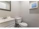 Bathroom with a single sink vanity and toilet at 180 Sears Cir, Covington, GA 30016